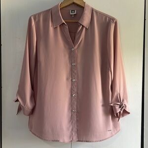 Anne Klein Pink Relaxed Button Down Shirt
